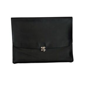 Elegant Black vintage Leather case/Bag computer or files or purse